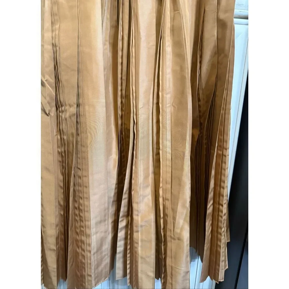 Rare Prada Milano  Pull-On Pleated A-Line Midi Skirt Tan Brown Size 38 NWOT